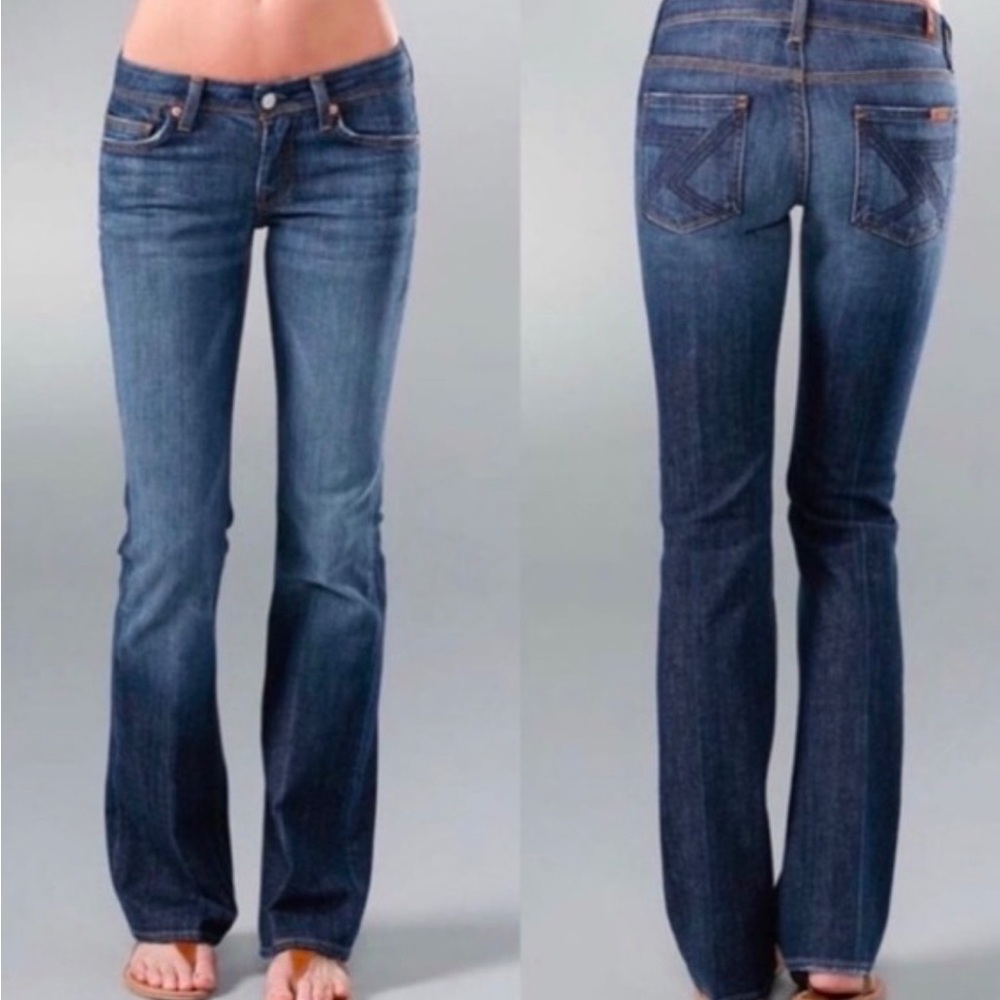 7 FOR ALL MANKIND Flynt Denim Jeans Womens SIZE‎ 28 low rise bootcut y2k western - Picture 7 of 7
